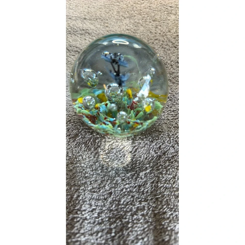 Set of 3 Glass Paperweights Nautical Sailboat 3D Effect Blue Clear Multicolor